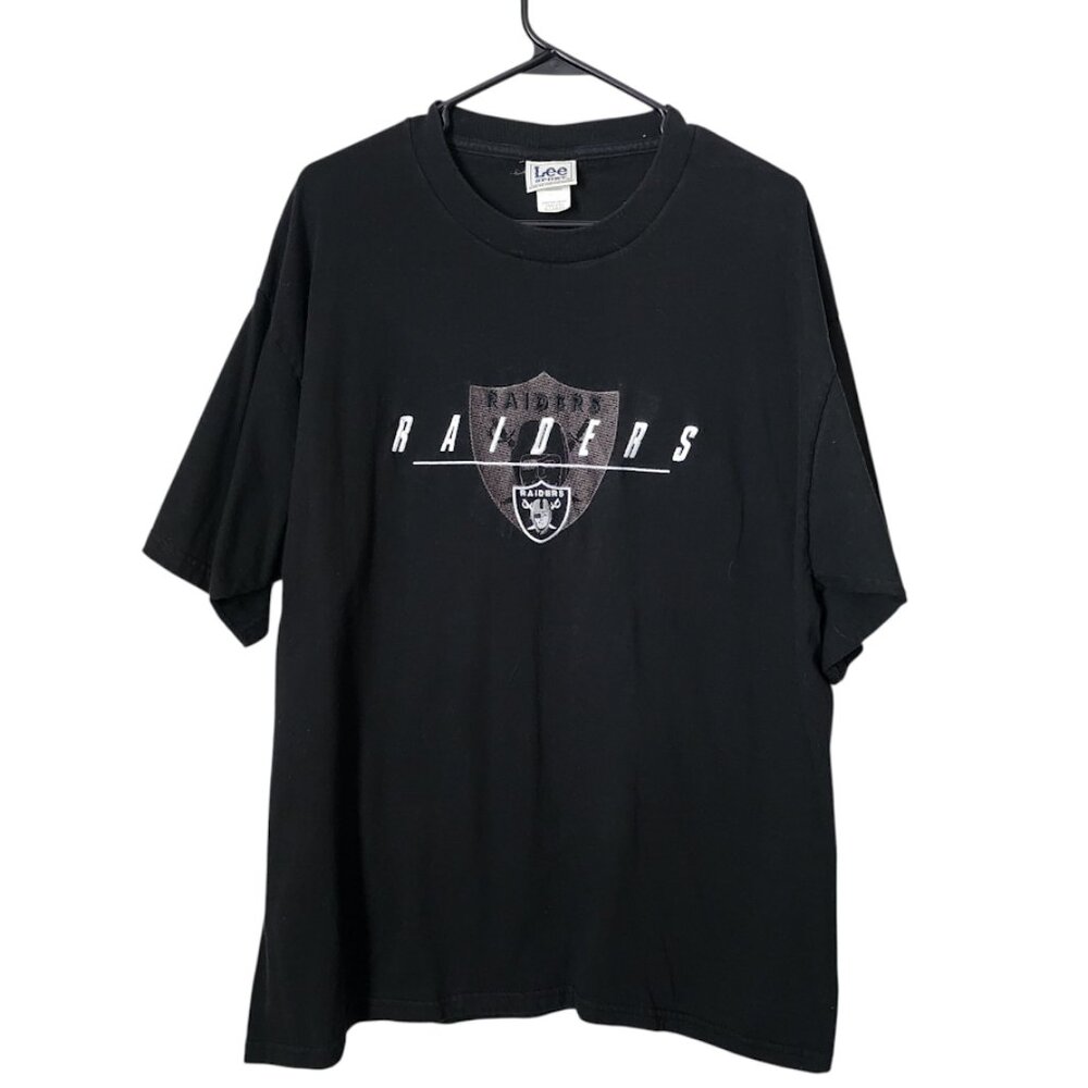 VINTAGE 90s RAIDERS Lee Sport NFL T-Shirt‎ Black Single Stitch Tee Size XL